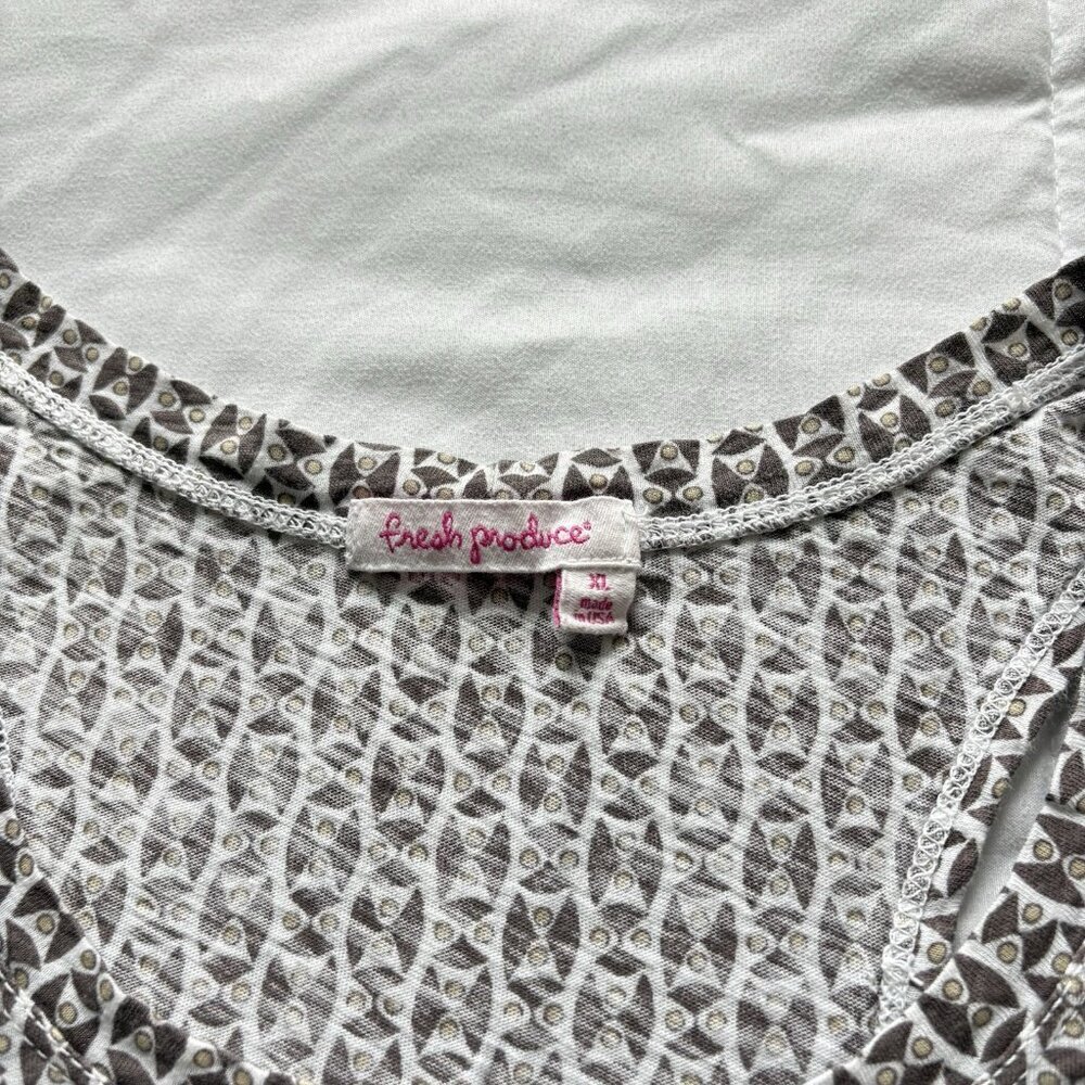 Womens Size XL Blouse Short Sleeve Scoop Neck Pockets Brown Office 90s Y2K - Picture 3 of 10